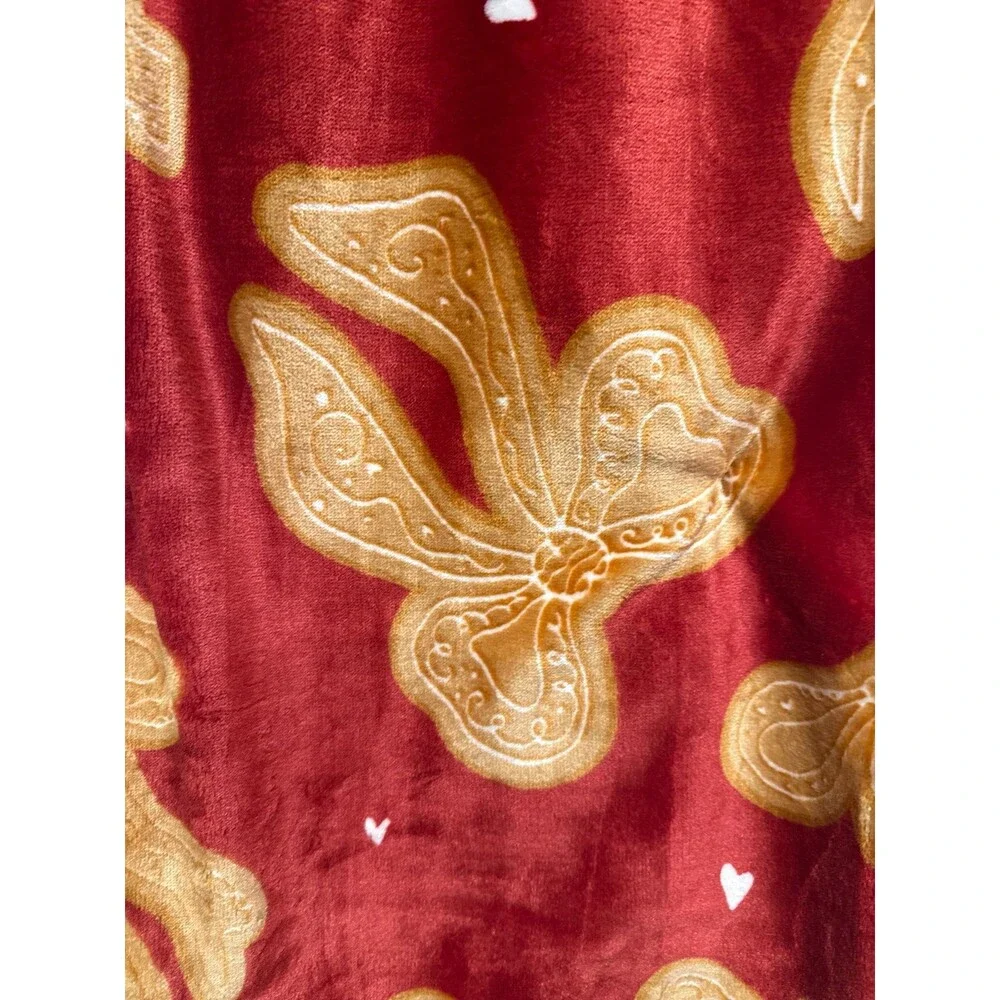New Christmas Gingerbread Bow Throw Blanket